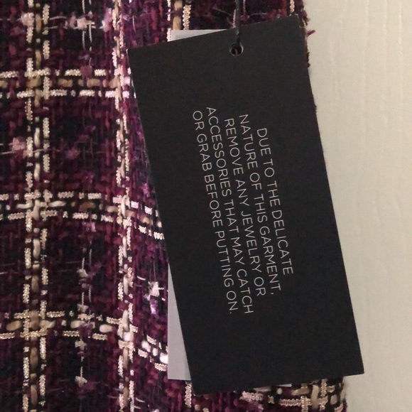 Karl Lagerfeld Paris Suits Tweed Pencil Skirt Sz 12 Fully Lined Back Slit Purple - Picture 6 of 7